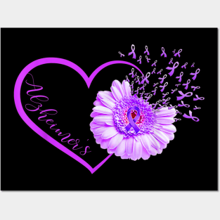 Funny Heart Alzheimers Awareness Purple Ribbon Gift Posters and Art